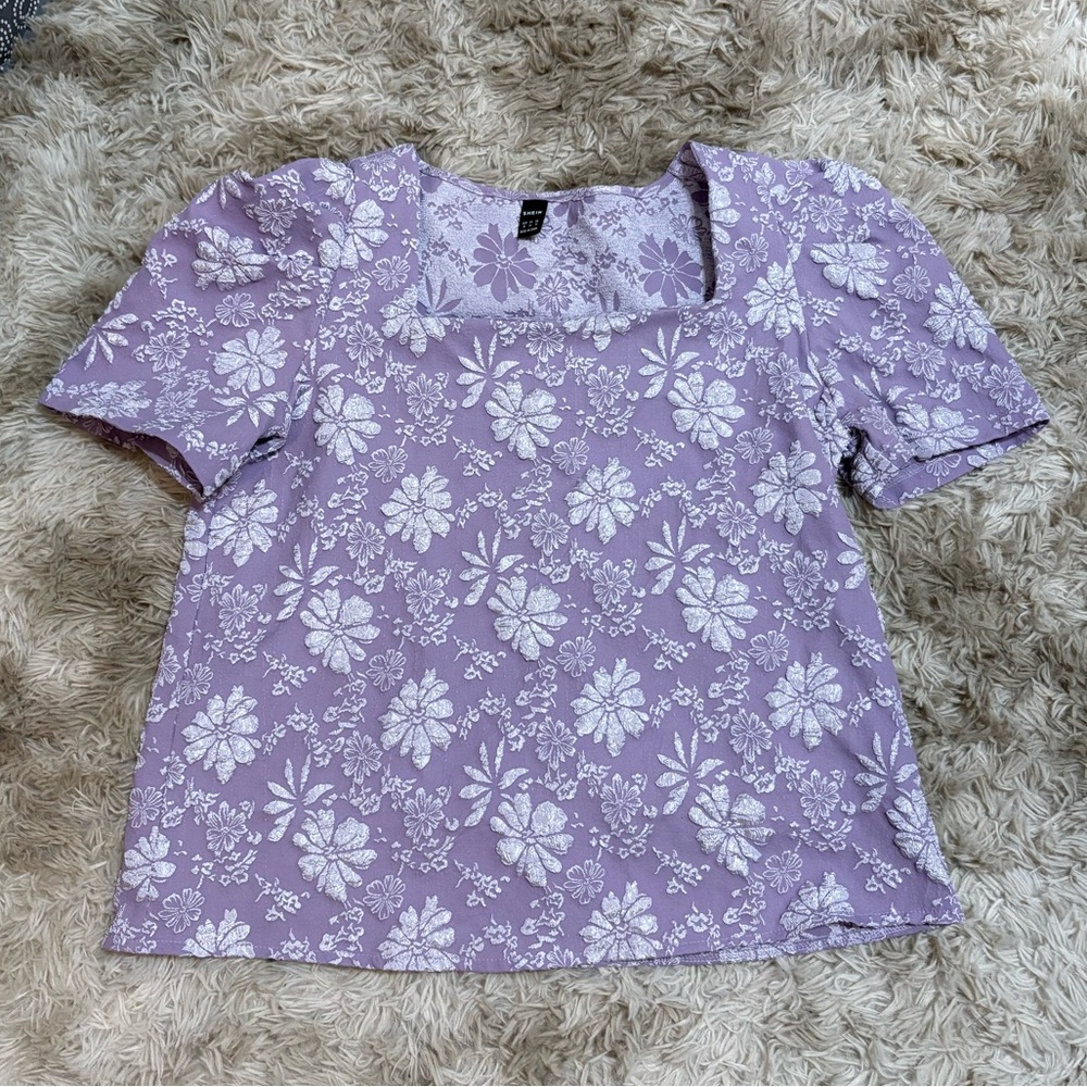SHEIN purple flower blouse top